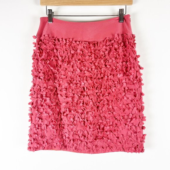 Talbots Floral Applique Coral Silk Skirt 4P - Picture 1 of 3